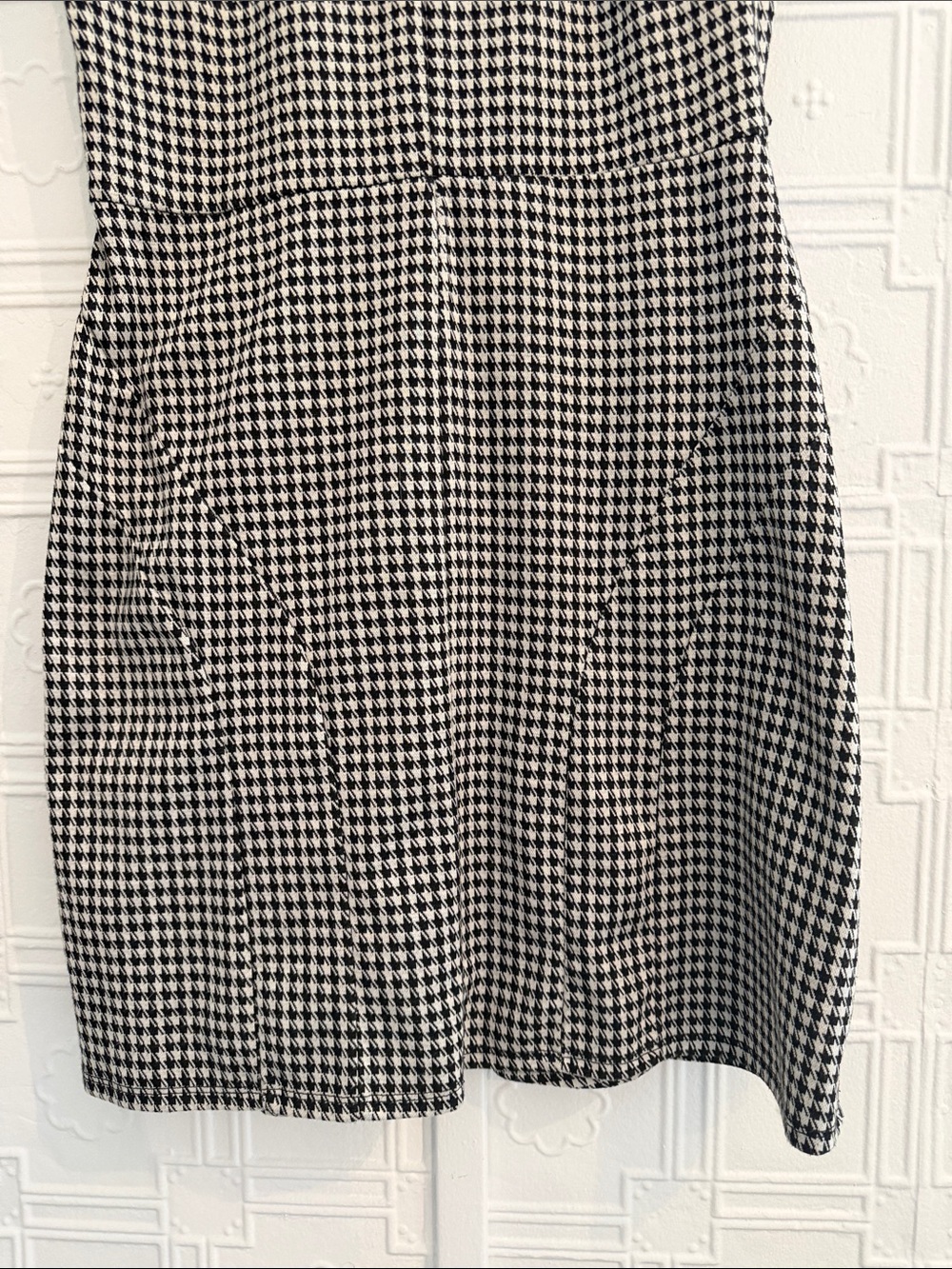 Merona Black & White Houndstooth Cap Sleeve Dress Size L - Picture 4 of 7
